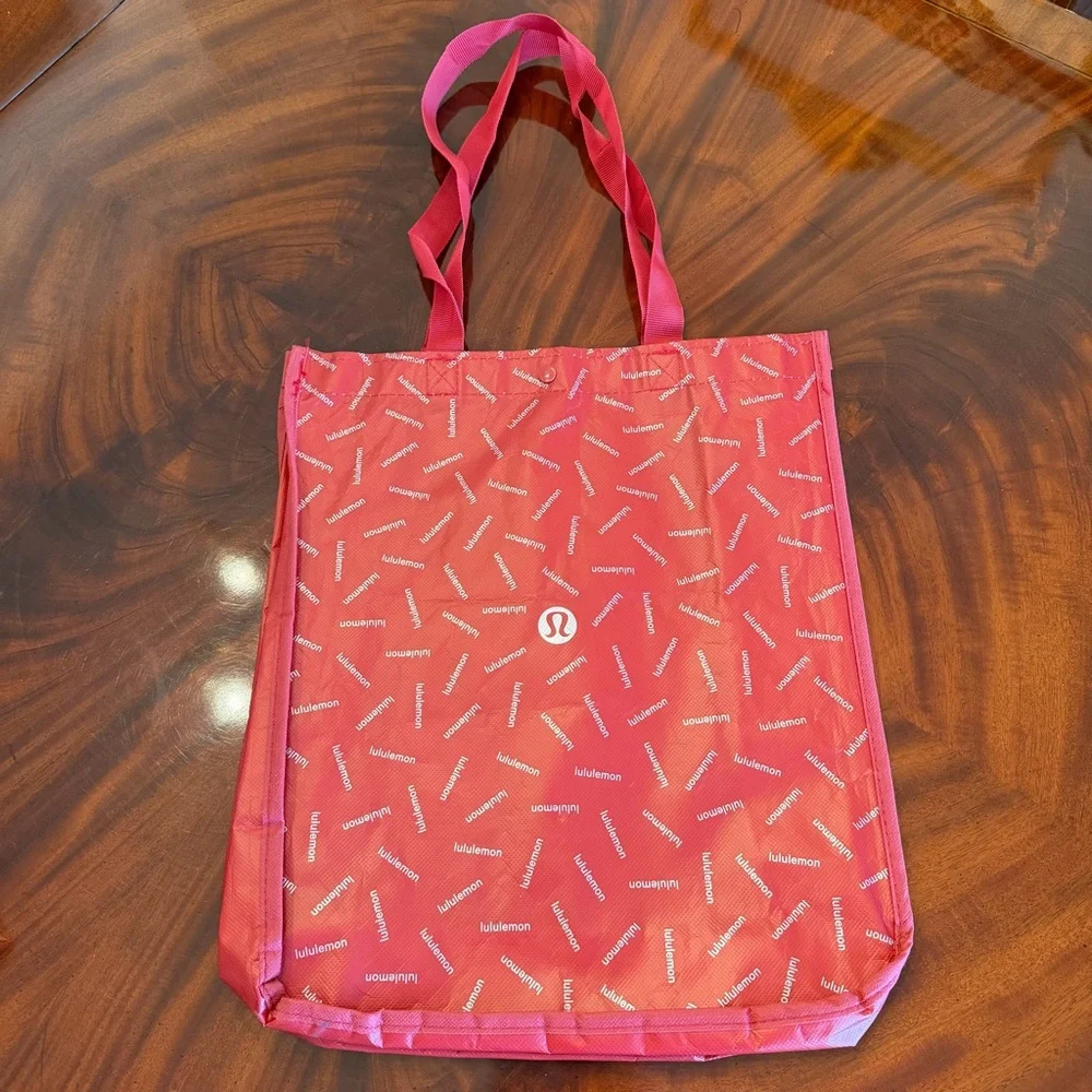 NEW Lululemon Large Reusable Shopper Bag Red Logo Print